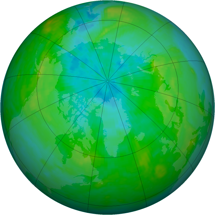 Arctic ozone map for 17 August 1983